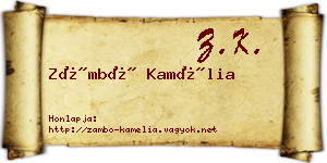 Zámbó Kamélia névjegykártya